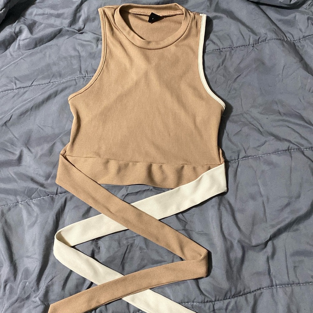 Brown and tan crop top